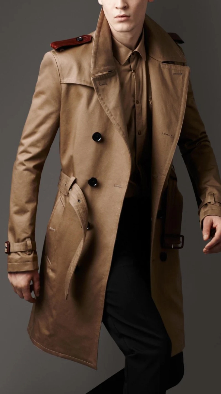 Mens Brown Leather Trench Coat,A Statement of Elegance and Strength