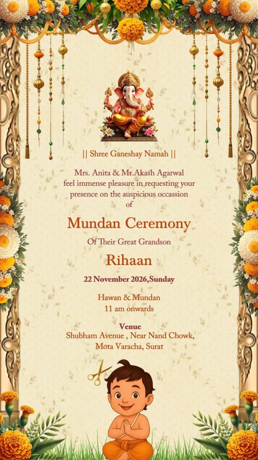 Create Your Mundan Invitation Card with a Free Online Maker