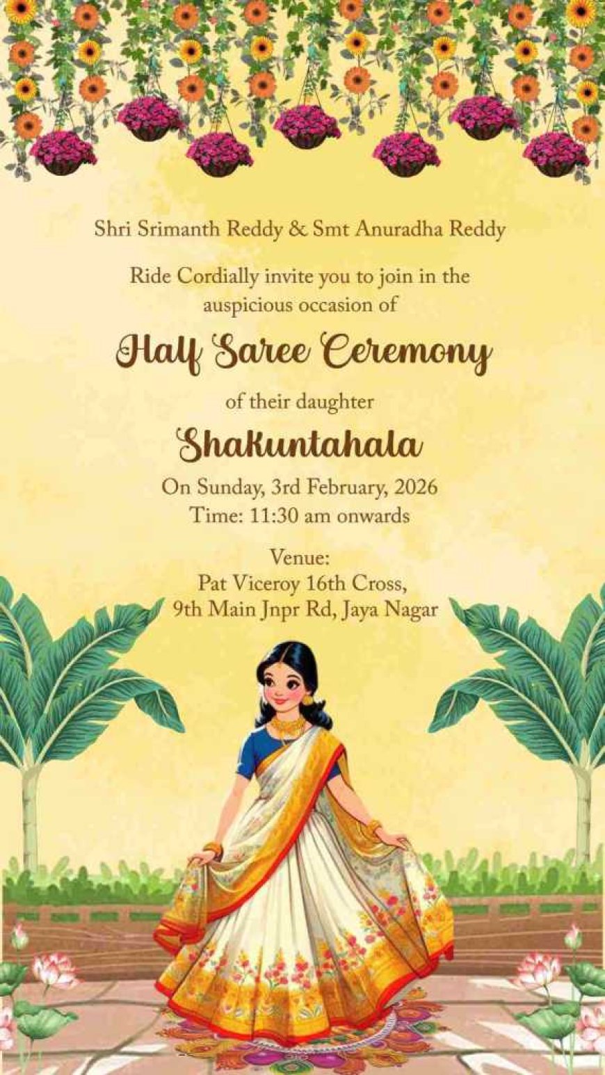 Half Saree Function Invitation Card Maker – Design with Tradition & Style